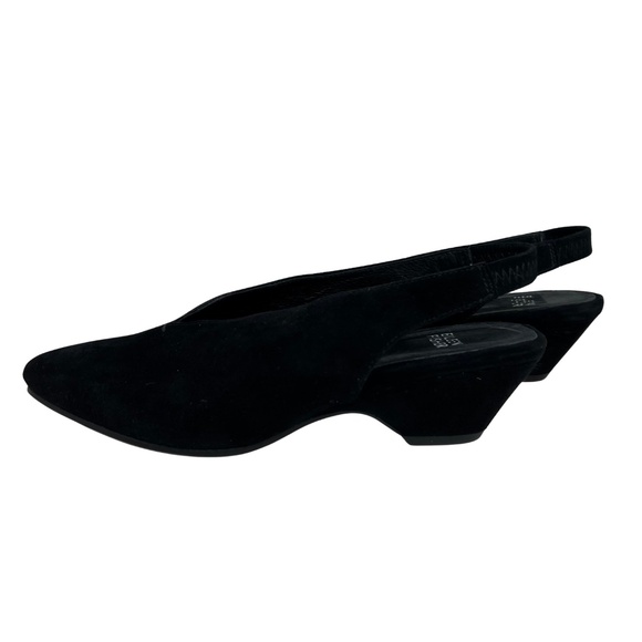 Eileen Fisher Gatwick Black Suede Slingback Pointed Low Heels Minimalist 7.5 - Picture 5 of 8